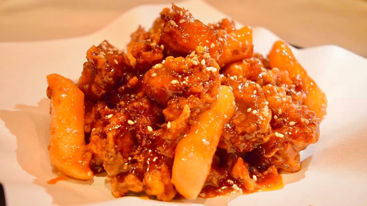 Korean Sweet Pop Chicken glazed in sweet and spicy sauce